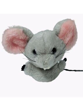 Vintage 70s Fun Farms Mouse 5 inch Plush Rodent Rat Gray Stuffed Animal Toy